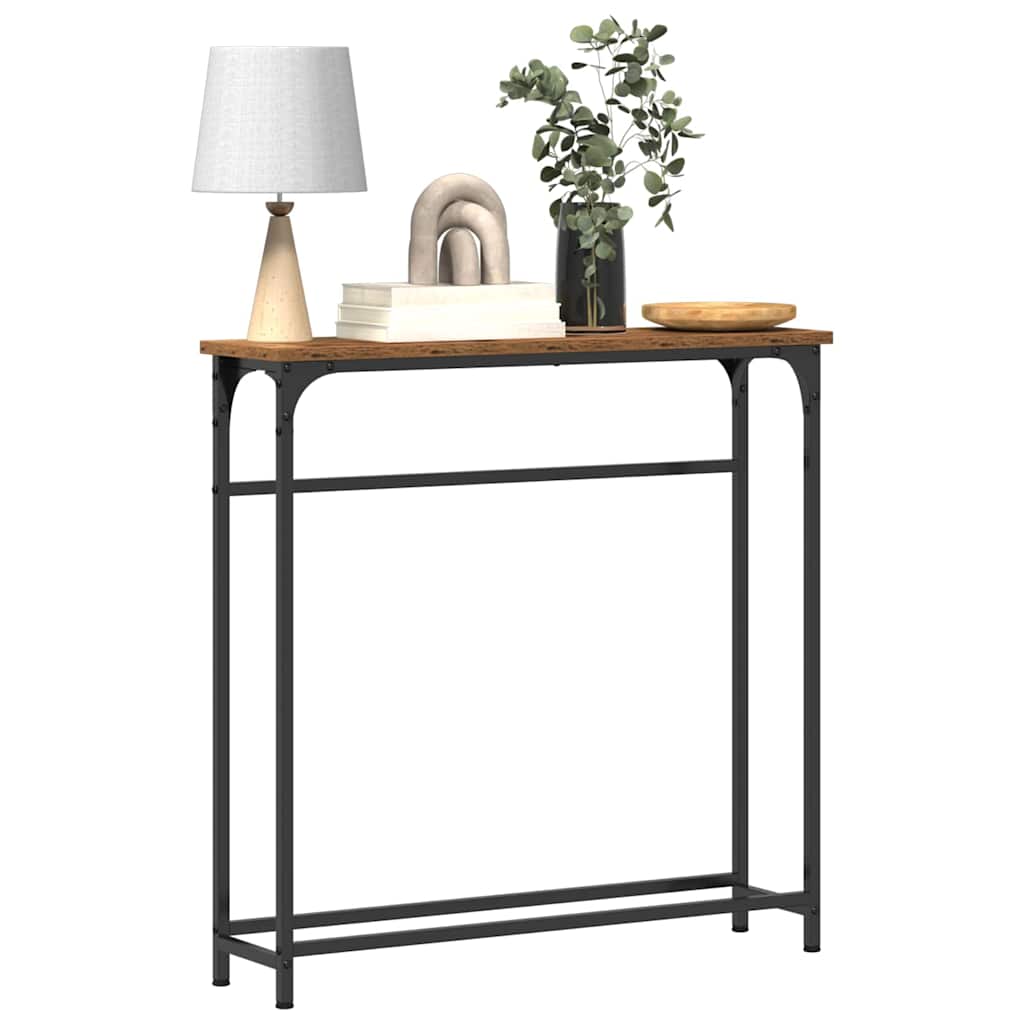 Konzolasztal polcokkal Öreg fa 75 x 19,5 x 75 cm Faanyag