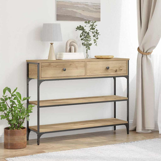 Konzolasztal fiókkal Artisan tölgy 100 x 25 x 75 cm Faanyag