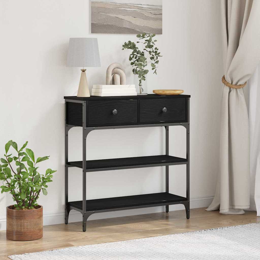 Konzolasztal Fekete tölgy 72.5 x 25 x 75 cm Szerelt Fa