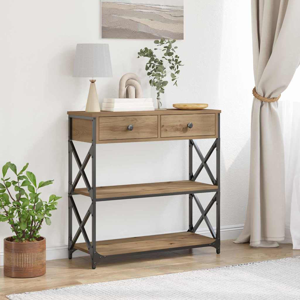 Konzol Asztal kézműves tölgy 75 x 28 x 75 cm
