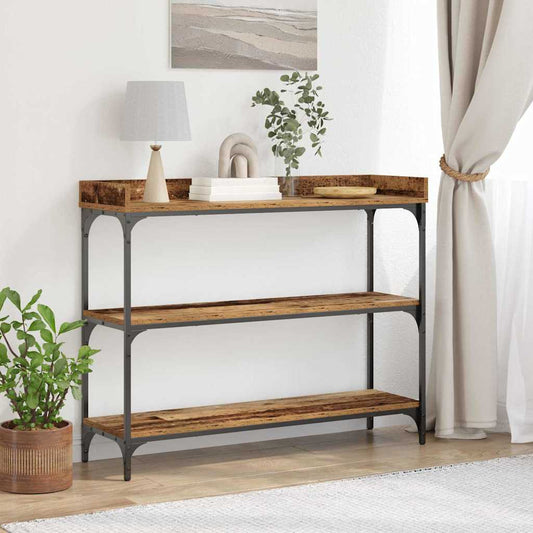 Konzolasztal Régi fa 100 x 30 x 80 cm Műgyantás fa és fém