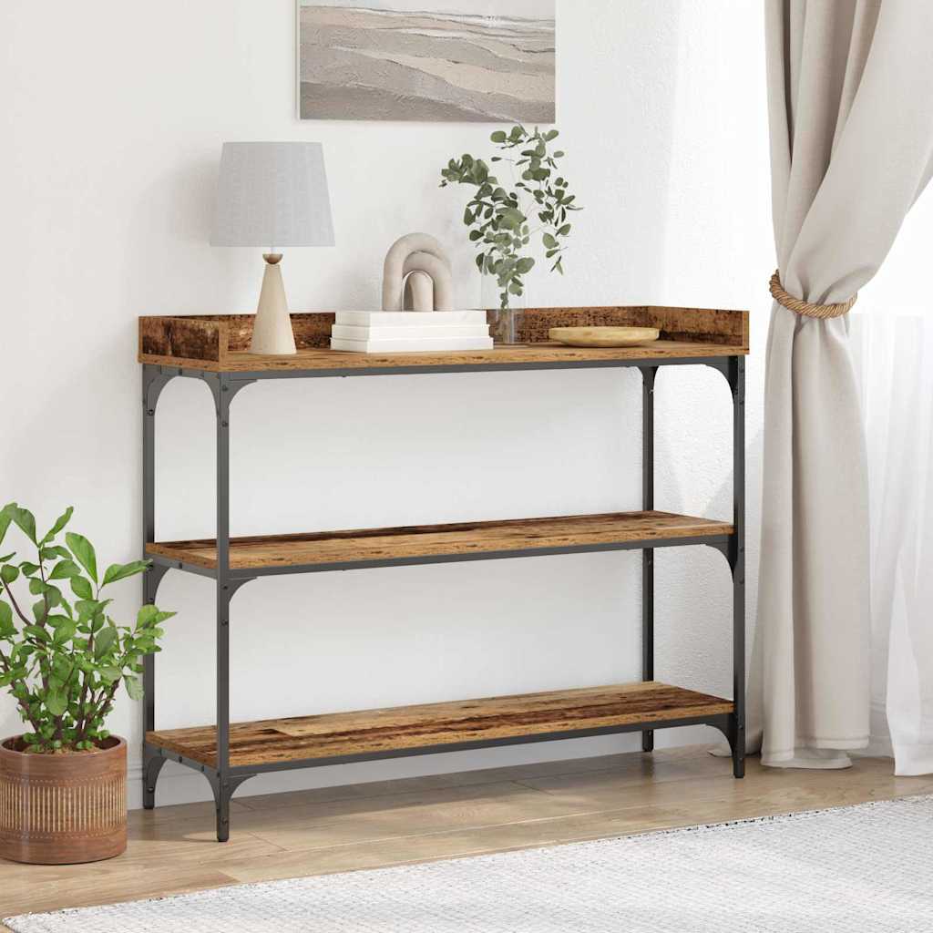 Konzolasztal Régi fa 100 x 30 x 80 cm Műgyantás fa és fém