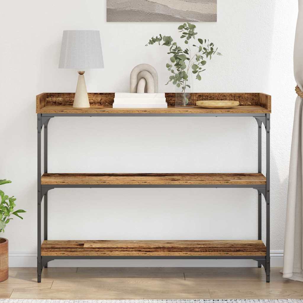 Konzolasztal Régi fa 100 x 30 x 80 cm Műgyantás fa és fém