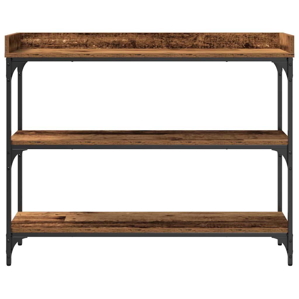 Konzolasztal Régi fa 100 x 30 x 80 cm Műgyantás fa és fém