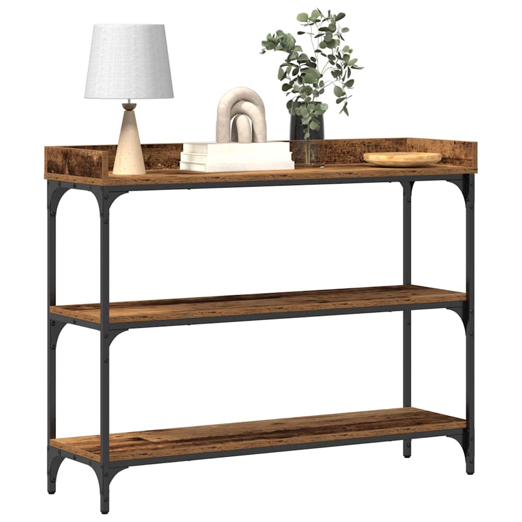 Konzolasztal Régi fa 100 x 30 x 80 cm Műgyantás fa és fém