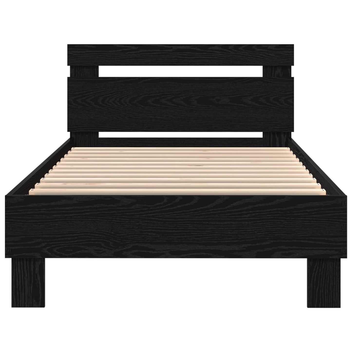 Ágykeret LED szalagokkal Fekete tölgy 100 x 200 cm Szerelt Fa