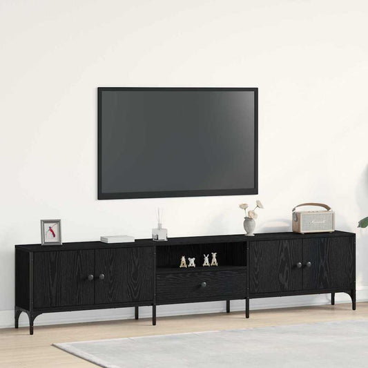 TV szekrény fiókkal Musta tammi 200 x 25 x 44 cm Faanyag