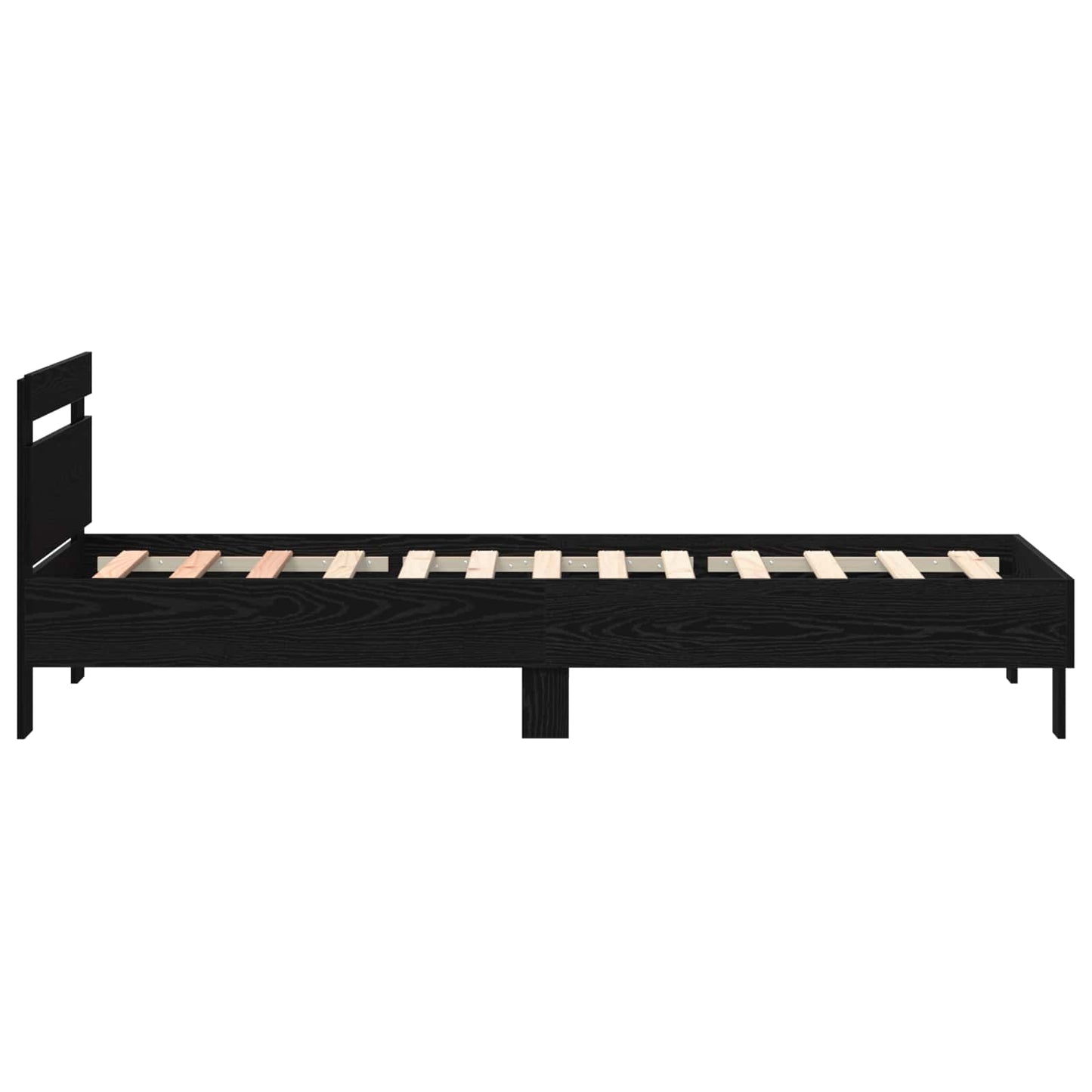 Ágykeret LED szalagokkal Fekete tölgy 75 x 190 cm Szerelt Fa