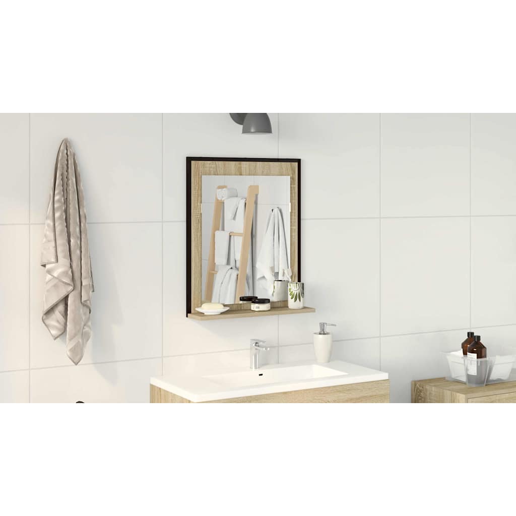 Fürdőszobai tükör Fekete 50 x 12 x 60 cm Üveg és Műszaki Fa