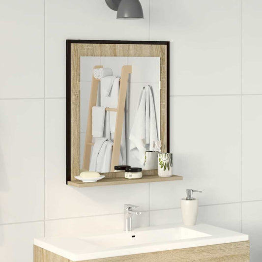 Fürdőszobai tükör Fekete 50 x 12 x 60 cm Üveg és Műszaki Fa