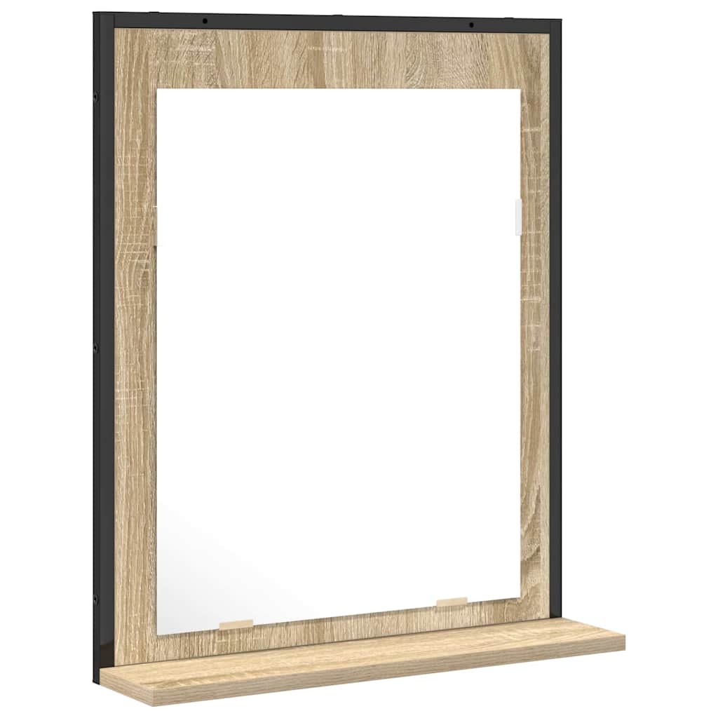 Fürdőszobai tükör Fekete 50 x 12 x 60 cm Üveg és Műszaki Fa