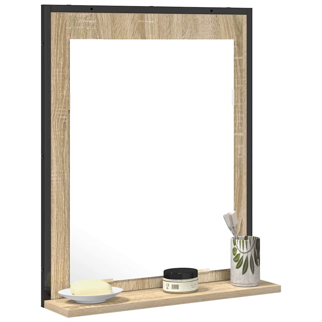 Fürdőszobai tükör Fekete 50 x 12 x 60 cm Üveg és Műszaki Fa