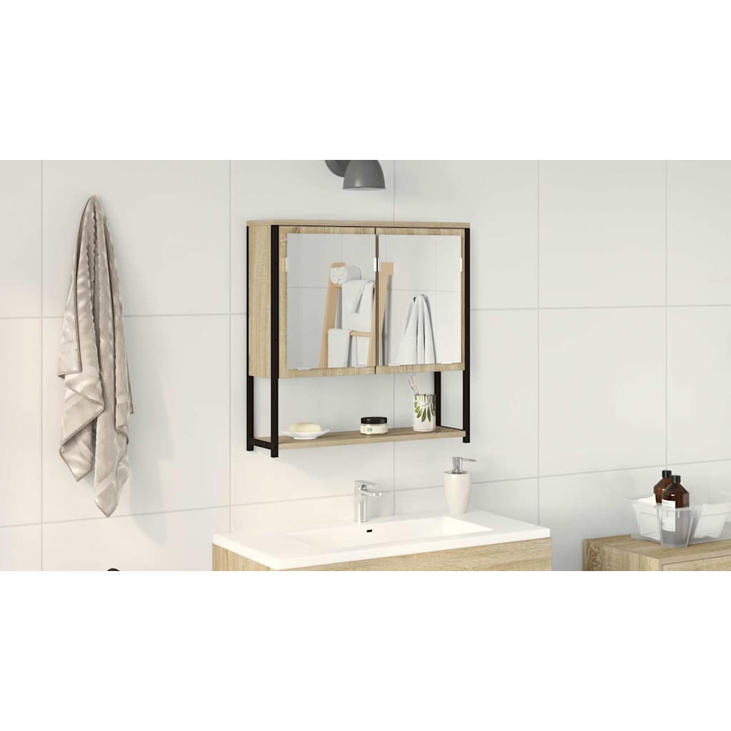 Fürdőszobai tükör Bézs 60 x 16 x 60 cm Üveg és Műszaki Fa