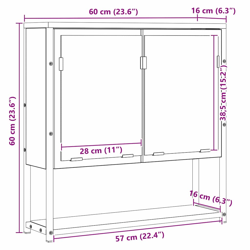 Fürdőszobai tükör Bézs 60 x 16 x 60 cm Üveg és Műszaki Fa