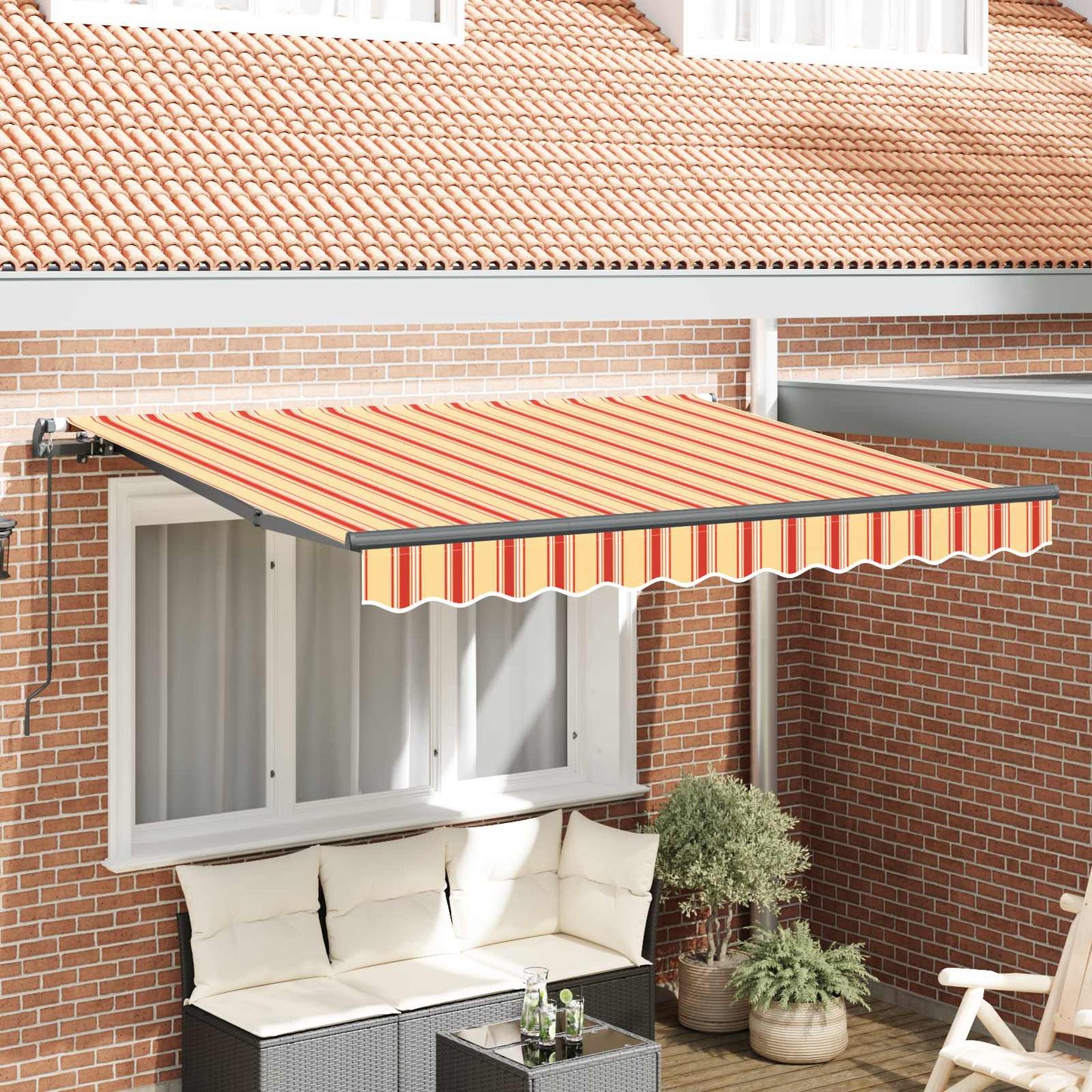 Behúzható napellenző Sárga és narancs 250 x 200 cm szövet