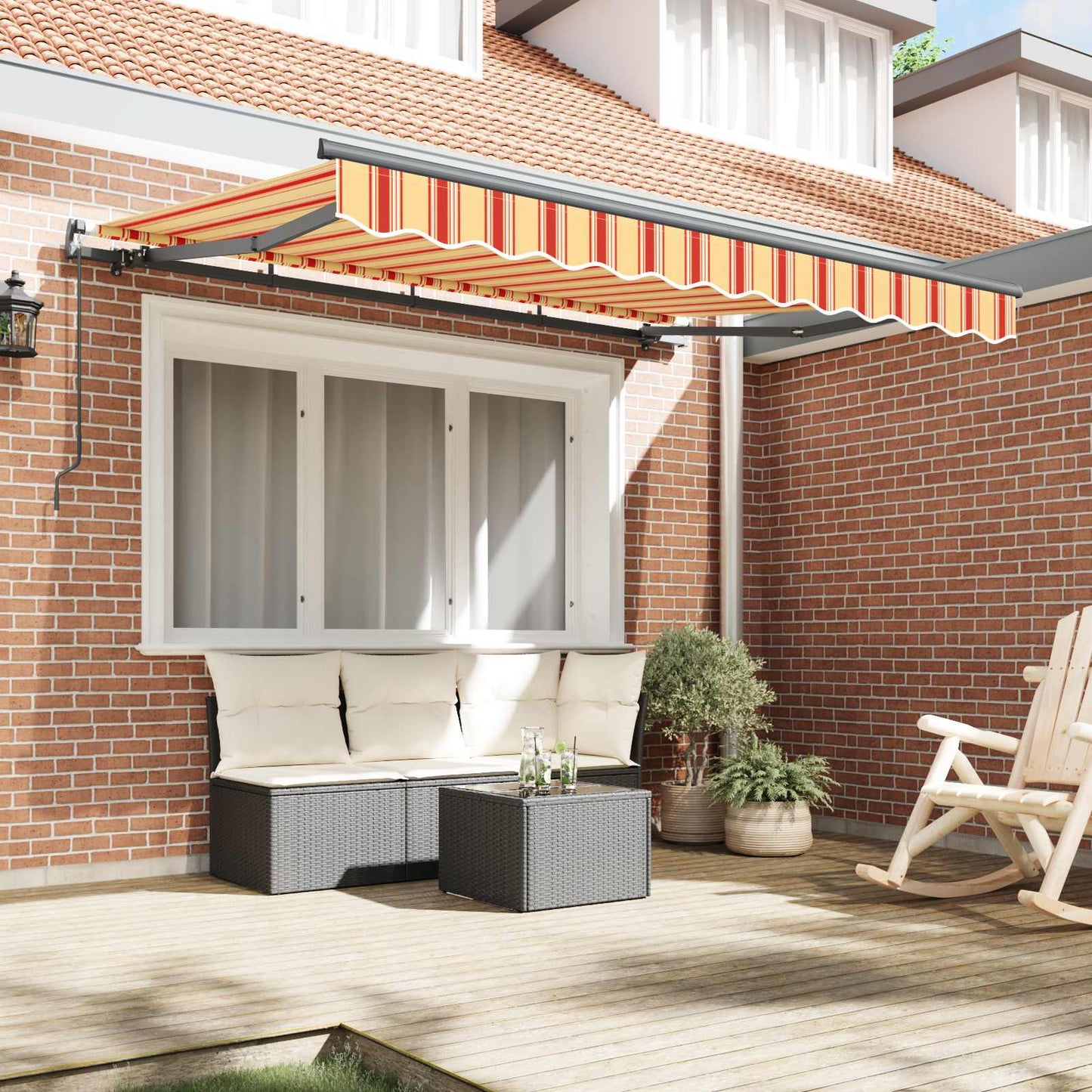 Behúzható napellenző Sárga és narancs 250 x 200 cm szövet