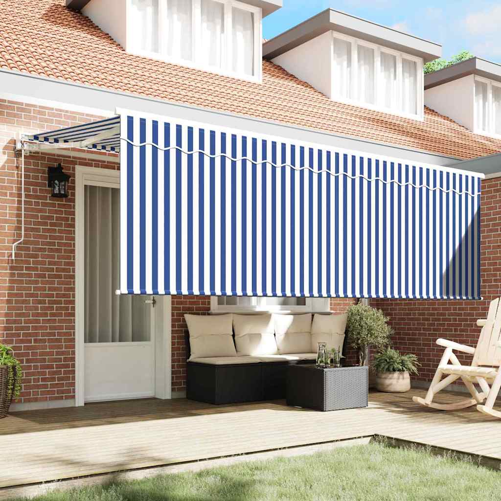 Behúzható napellenző Csíkos Kék 350 x 200 cm szövet