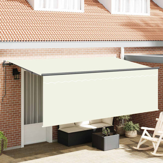 Behúzható napellenző Krém 350 x 200 cm Pamut és Alumínium
