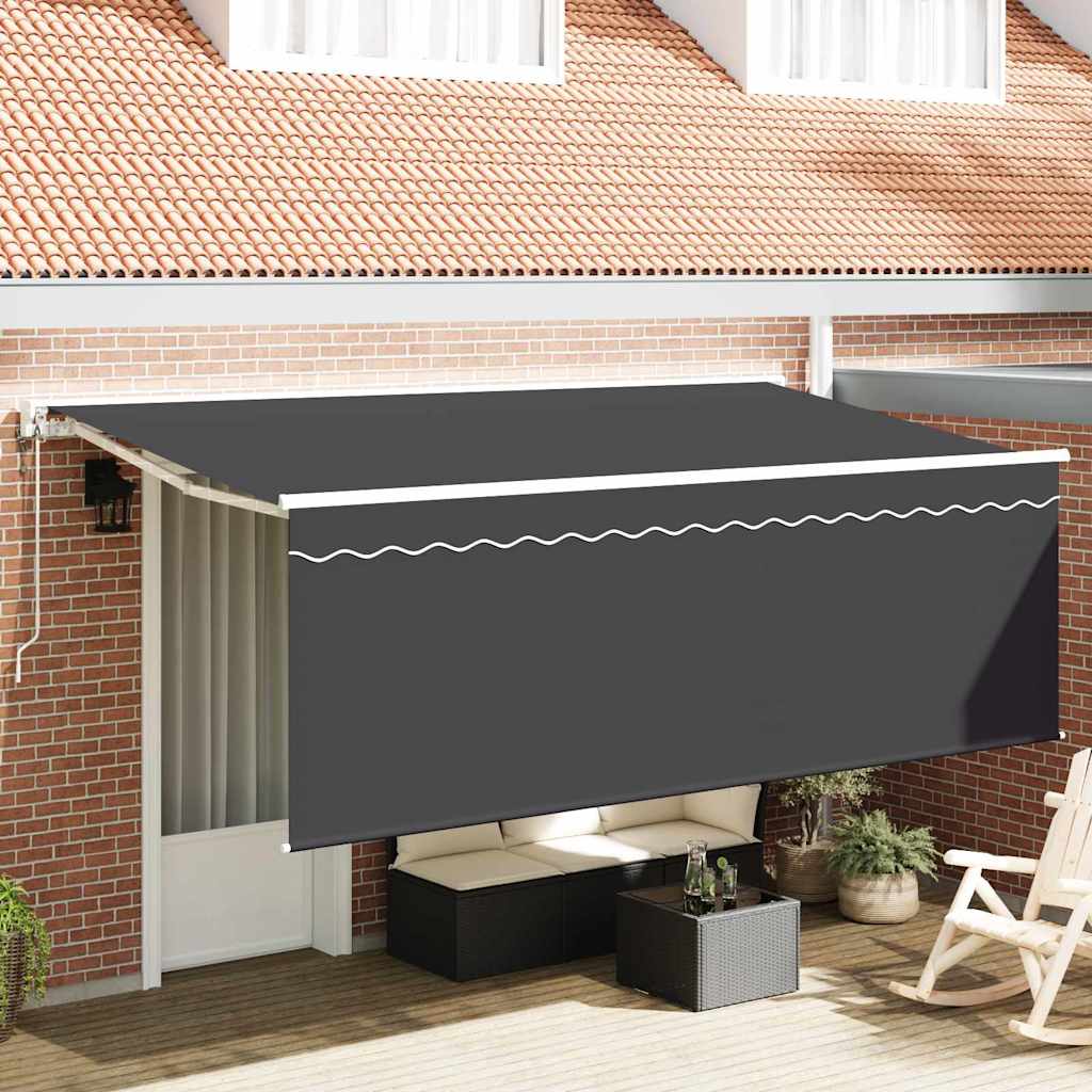 Behúzható napellenző Antracit 350 x 200 cm Pamut és Alumínium
