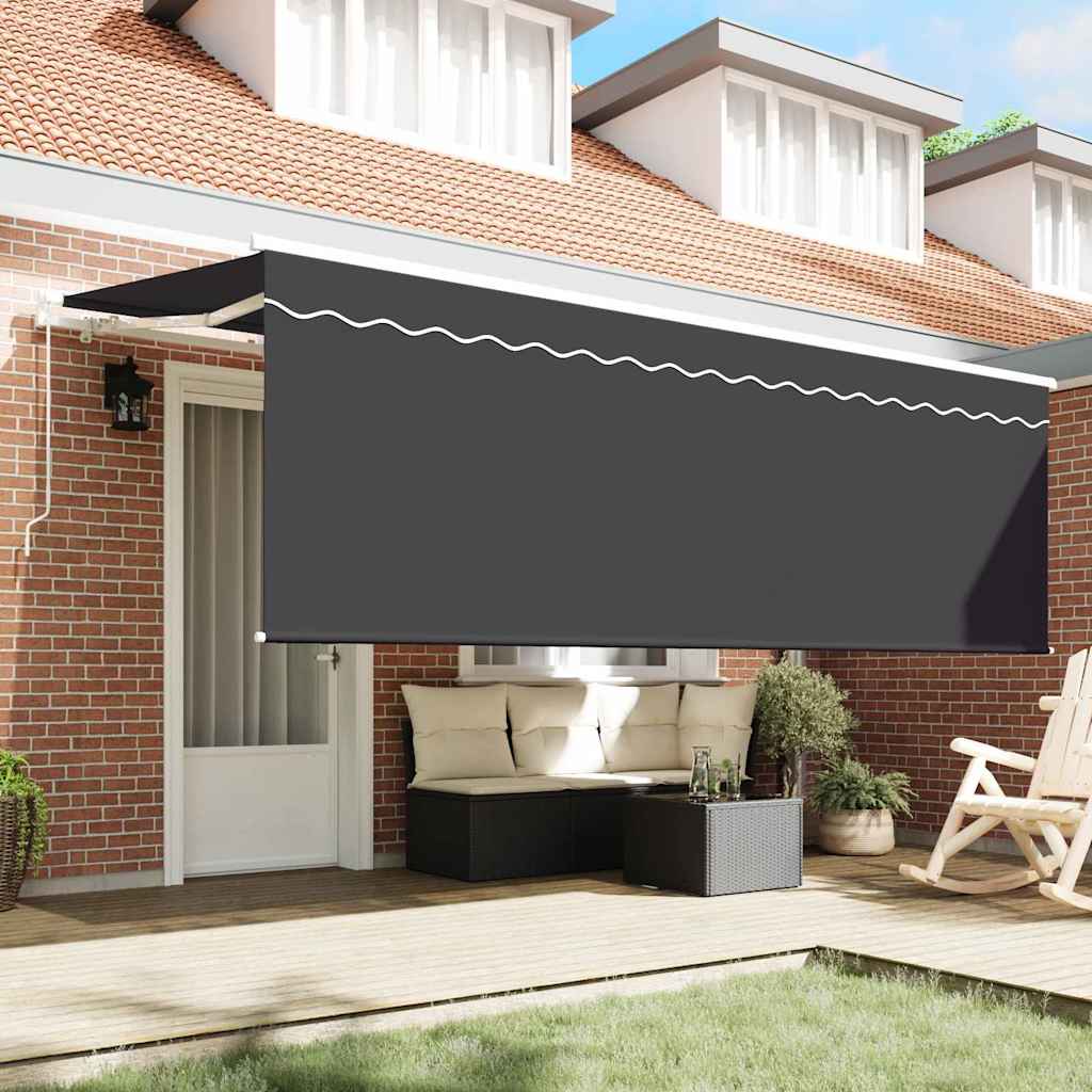 Behúzható napellenző Antracit 350 x 200 cm Pamut és Alumínium