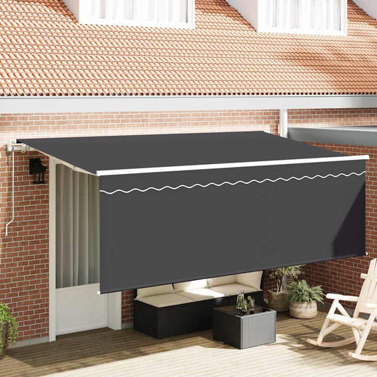 Behúzható napellenző Antracit 350 x 200 cm Pamut és Alumínium