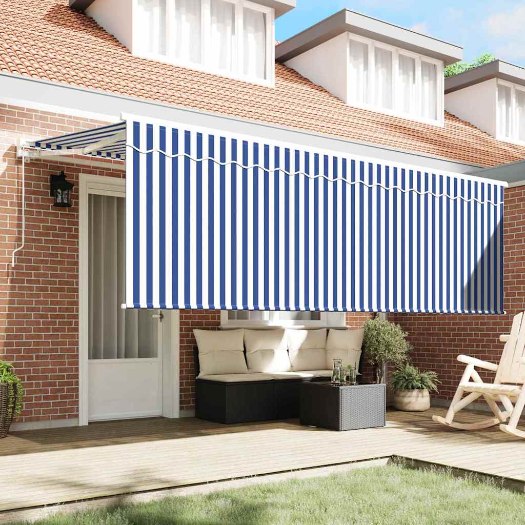 Behúzható napellenző Kék és Fehér 400 x 200 cm