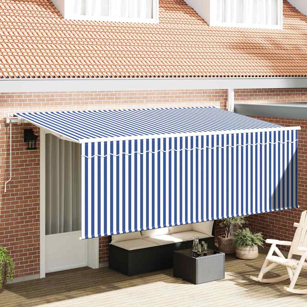 Behúzható napellenző Kék és Fehér 400 x 200 cm