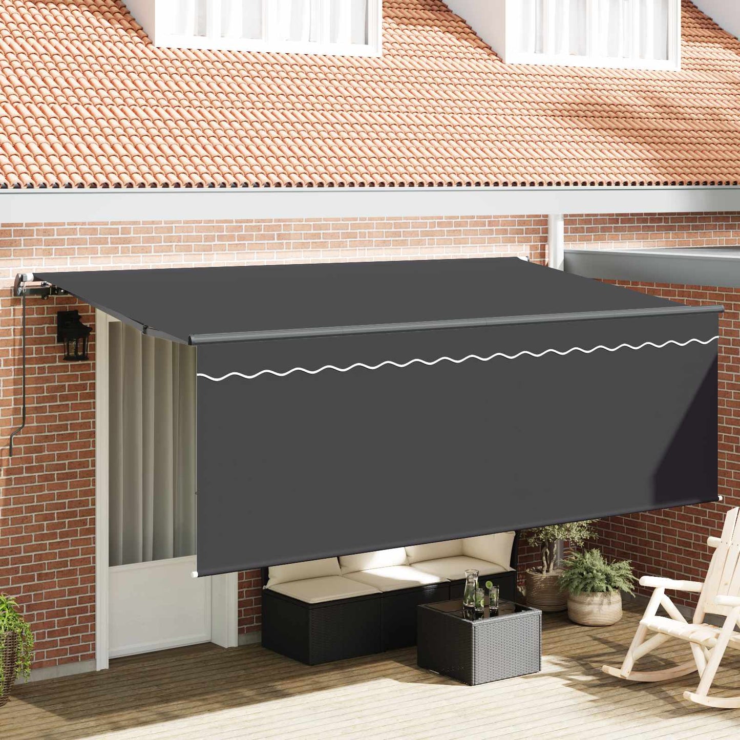 Behúzható napellenző Antracit 400 x 200 cm Pamut és Alumínium