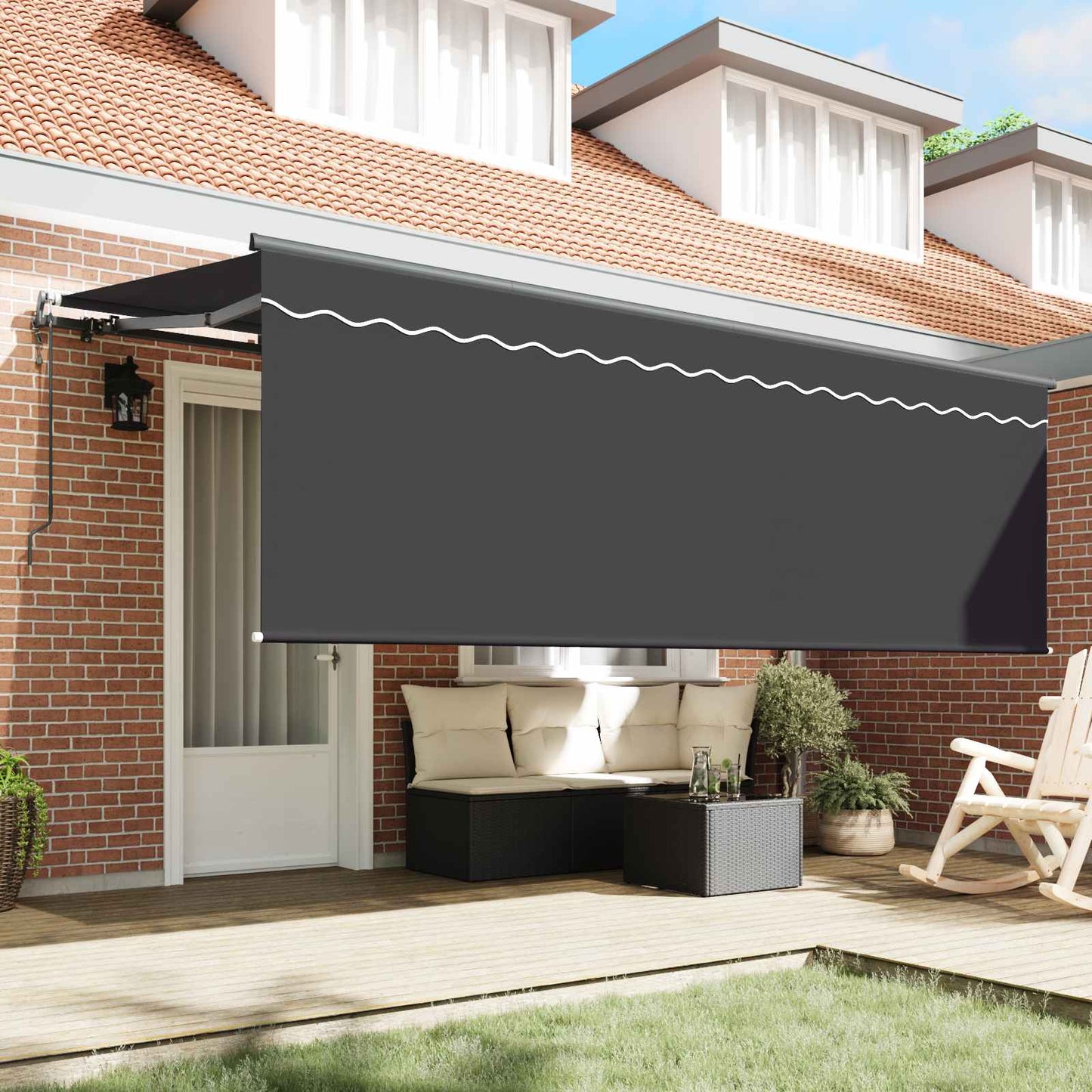 Behúzható napellenző Antracit 400 x 200 cm Pamut és Alumínium