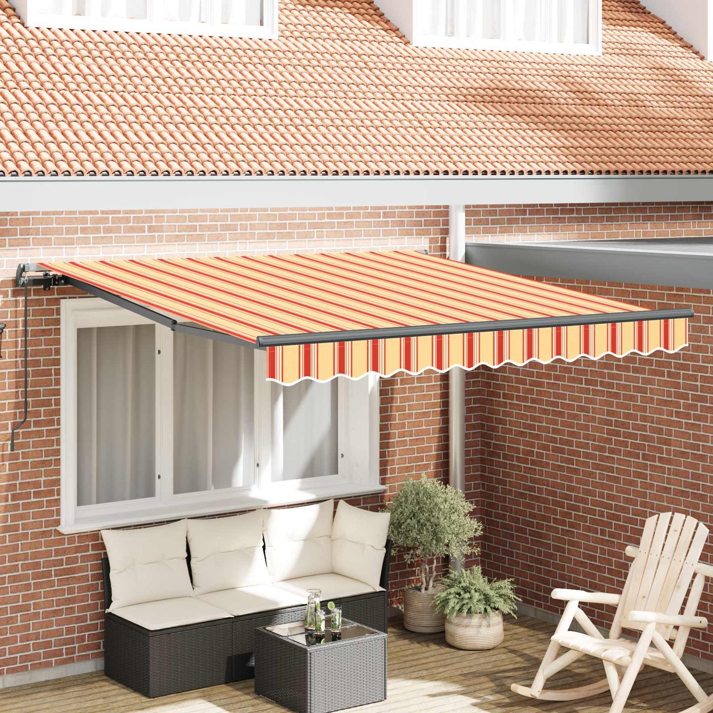 Behúzható napellenző Sárga és narancs 300 x 250 cm