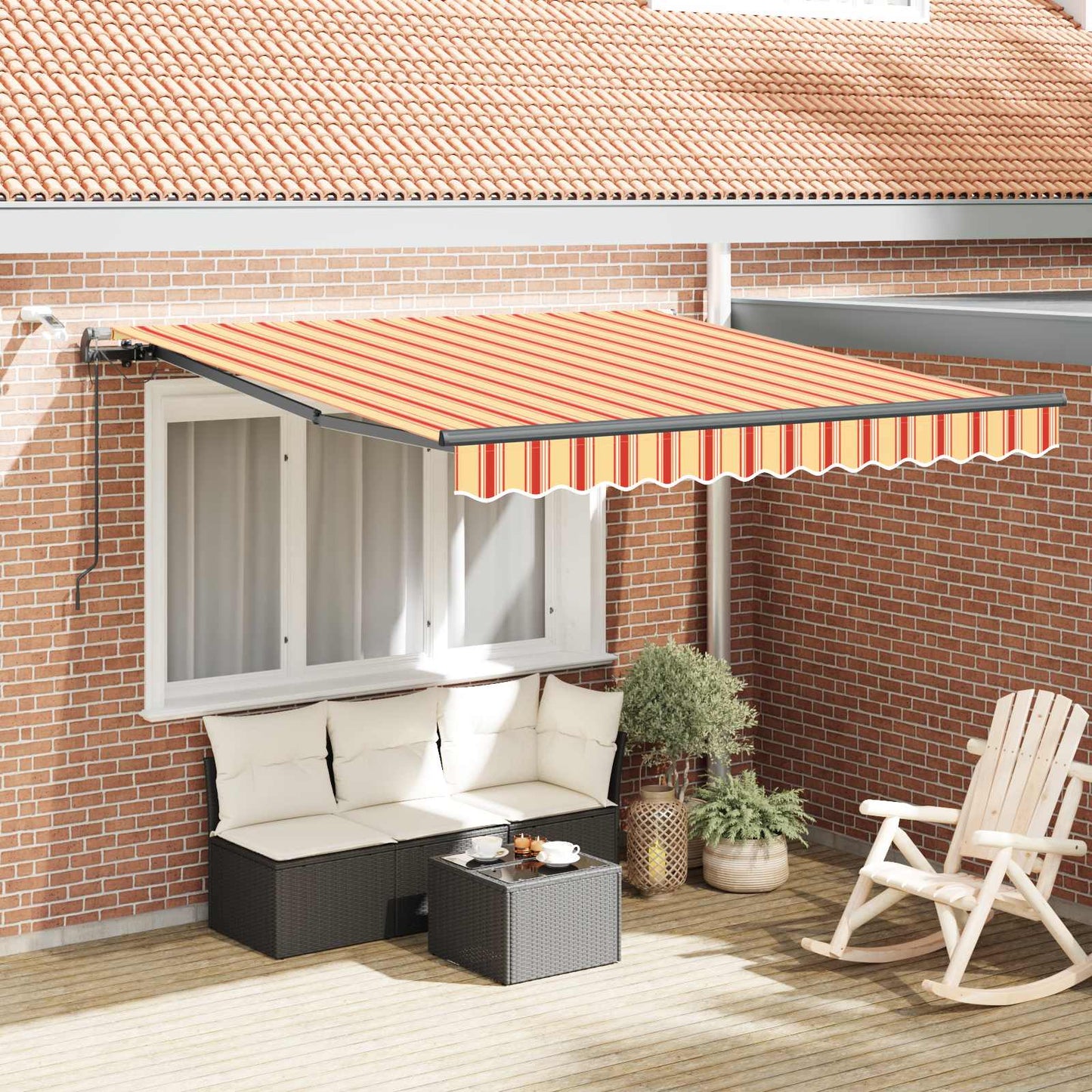 Behúzható napellenző Sárga és narancs 300 x 250 cm Poliészter