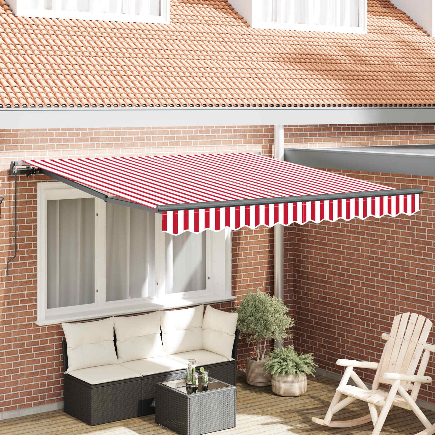 Behúzható napellenző Piros és Fehér 300 x 250 cm