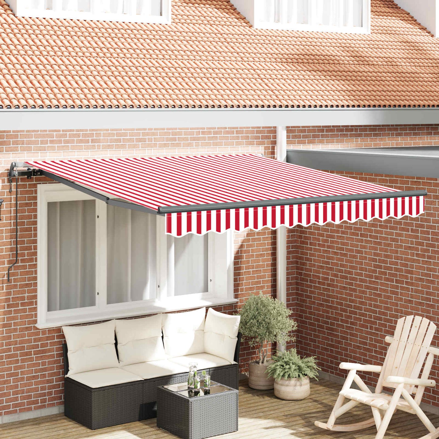 Behúzható napellenző Piros és Fehér 300 x 250 cm
