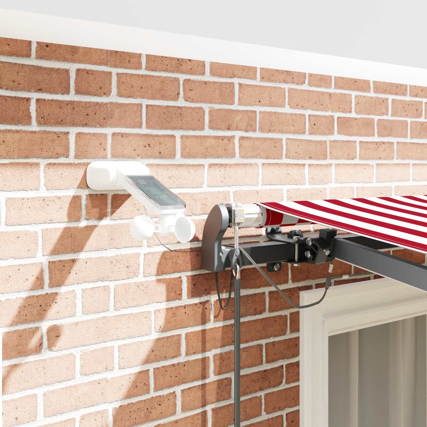 Napernyő Anyag Piros és Fehér 300 x 250 cm Poliészter