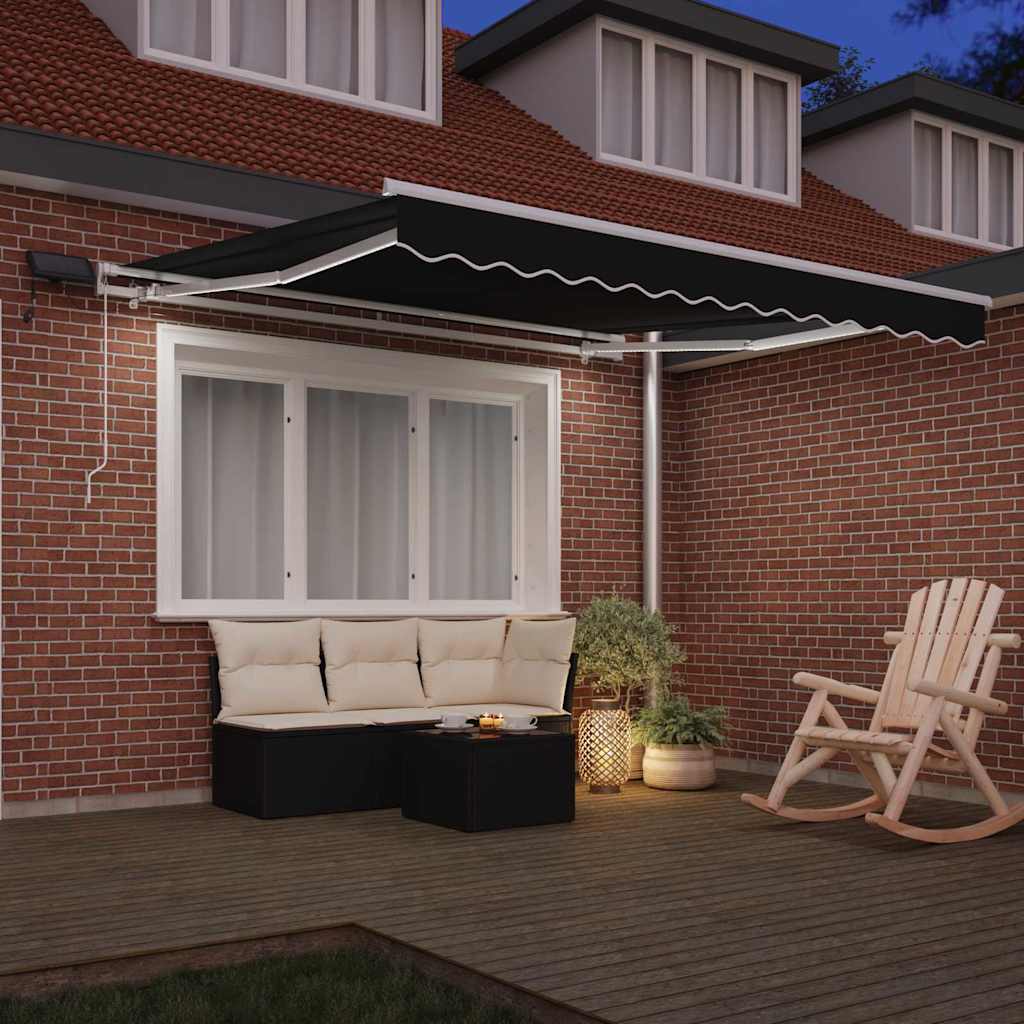 Behúzható napellenző Fekete 300 x 250 cm Szövet és Alumínium