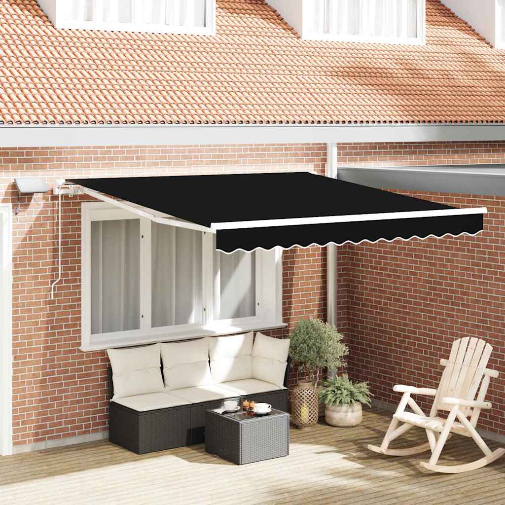 Behúzható napellenző Fekete 300 x 250 cm Szövet és Alumínium