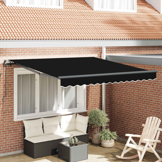 Behúzható napellenző Fekete 300 x 250 cm Poliészter és acél