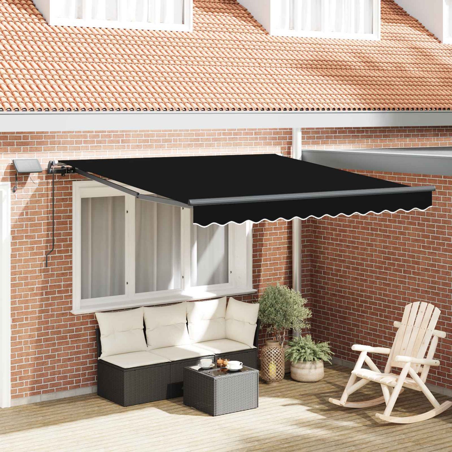 Behúzható napellenző Fekete 300 x 250 cm Szövet és Alumínium