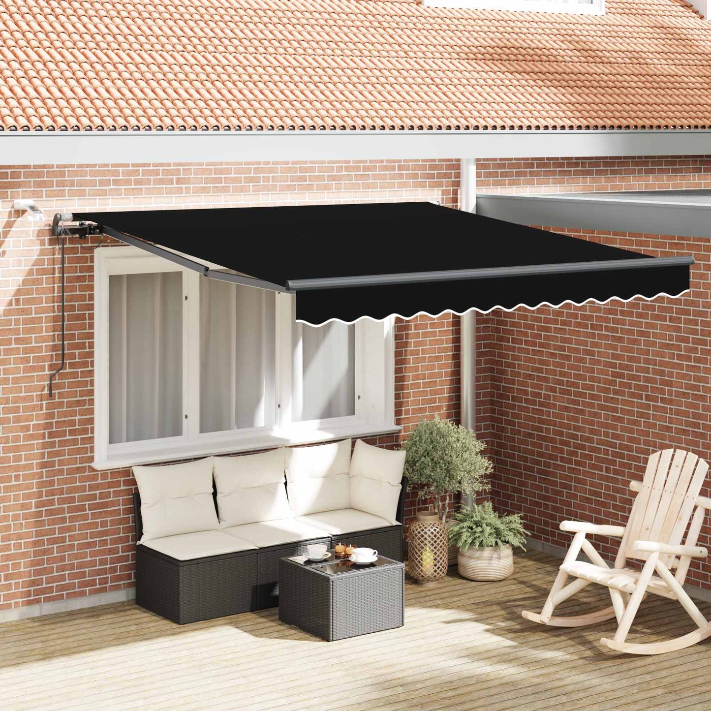 Behúzható napellenző Fekete 300 x 250 cm Poliészter