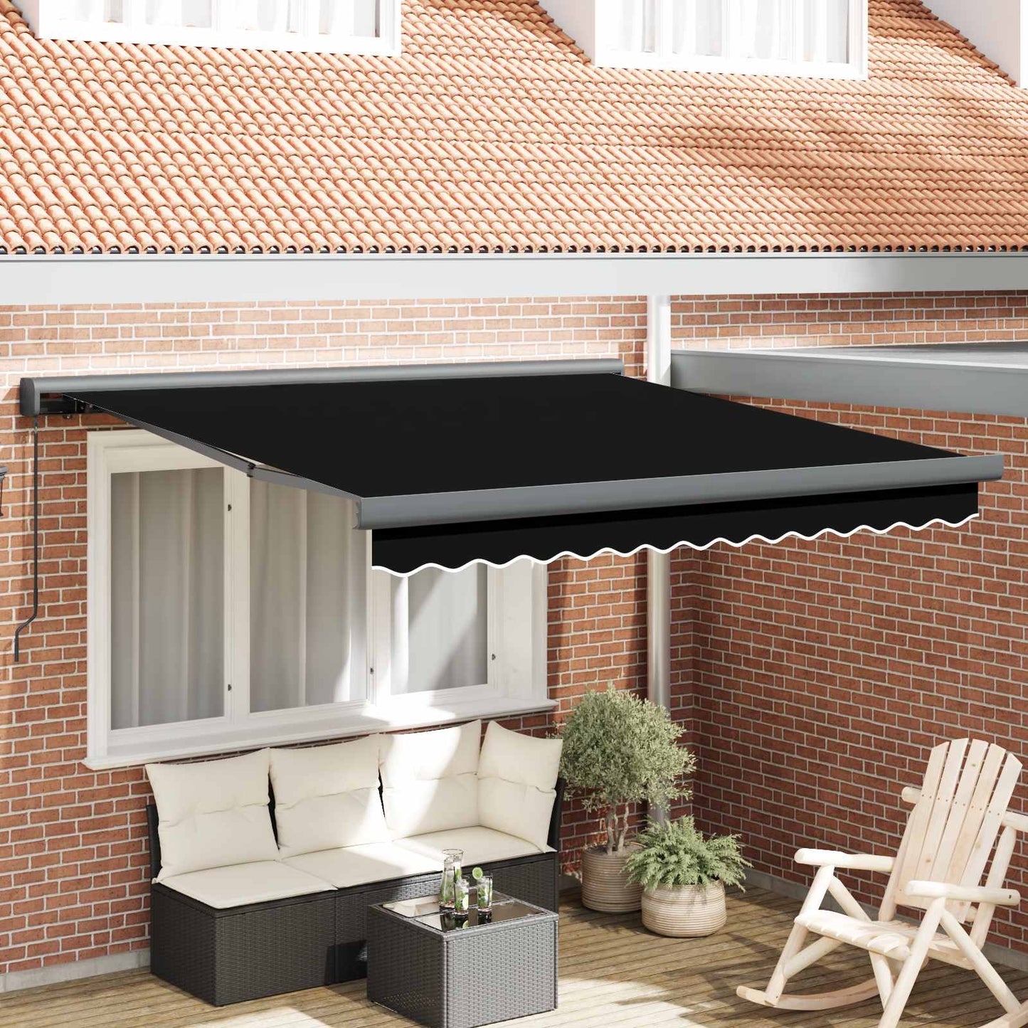 Behúzható napellenző Fekete 300 x 250 cm Vászon és Alumínium