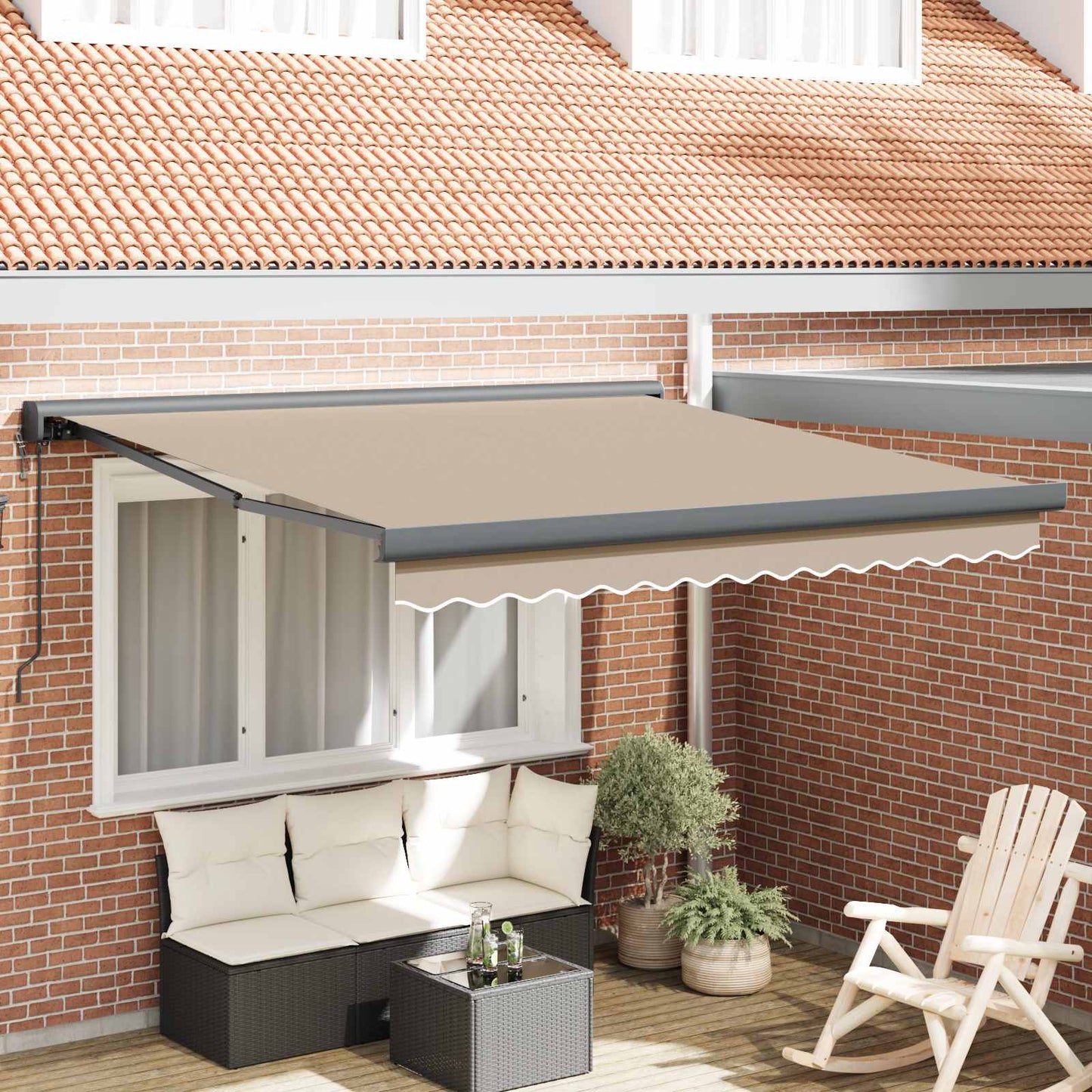 Behúzható napellenző Bézs 300 x 250 cm Szövet és Fém
