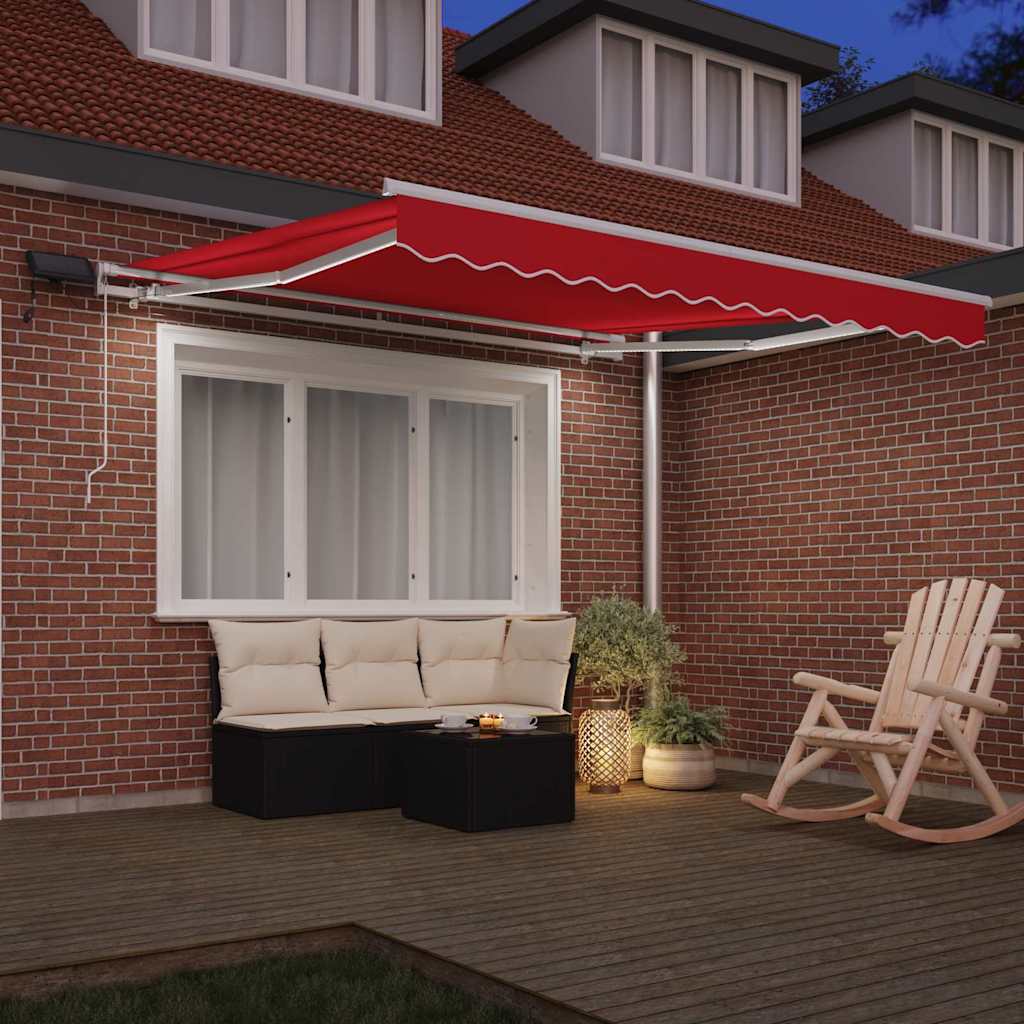 Behúzható napellenző Piros 300 x 250 cm Szövet és Alumínium