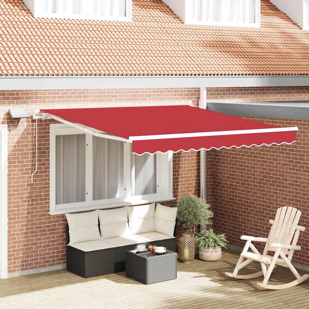 Behúzható napellenző Piros 300 x 250 cm Szövet és Alumínium