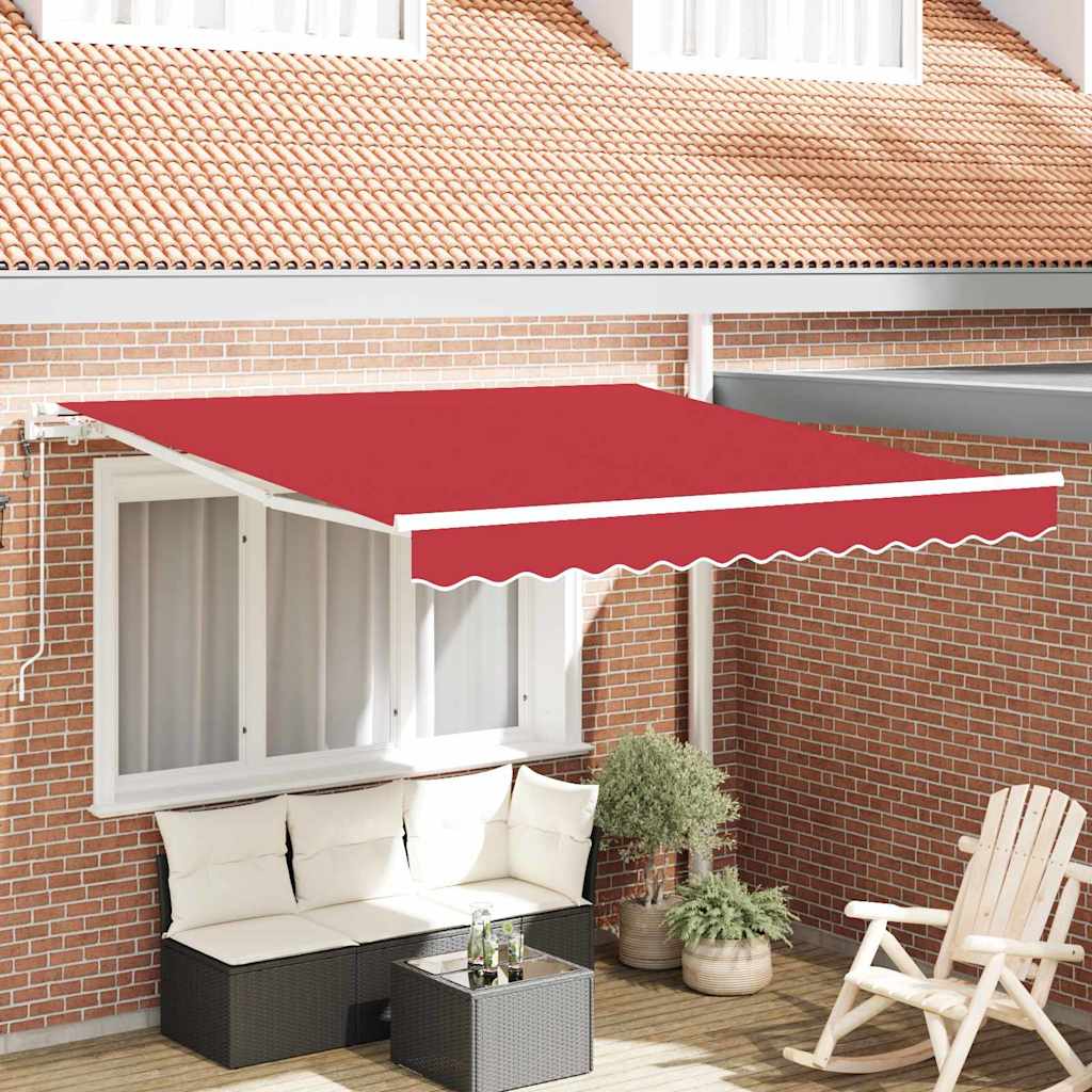 Behúzható napellenző Piros 300 x 250 cm Szövet és Alumínium