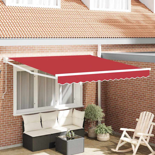 Behúzható napellenző Piros 300 x 250 cm Pamut és Alumínium