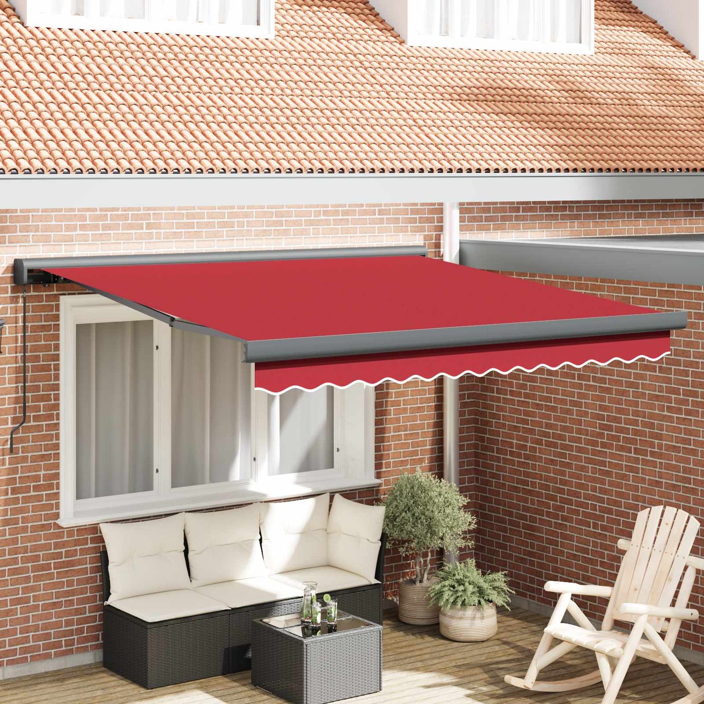 Behúzható napellenző Piros 300 x 250 cm Vászon és Alumínium