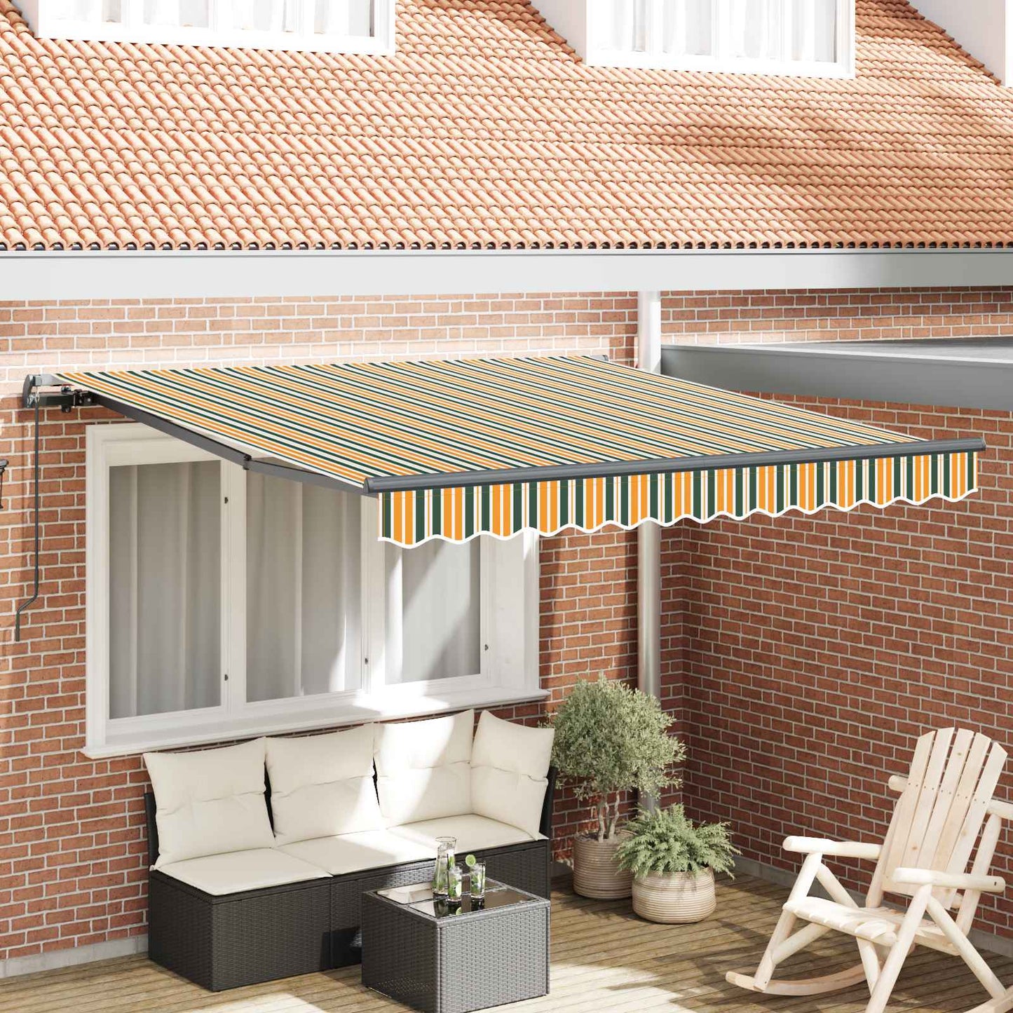 Behúzható napellenző Zöld és sárga 300 x 250 cm