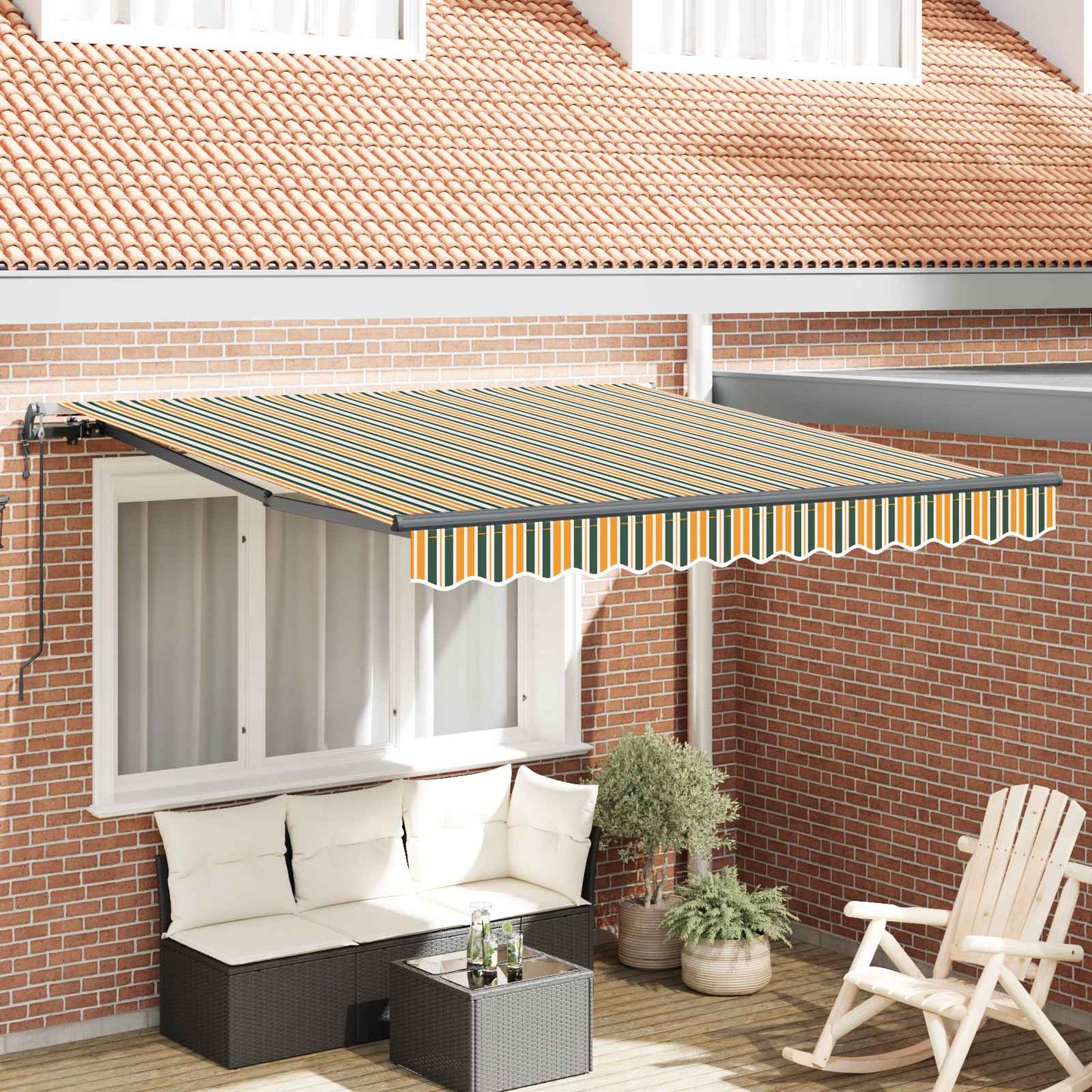 Behúzható napellenző Zöld és sárga 300 x 250 cm