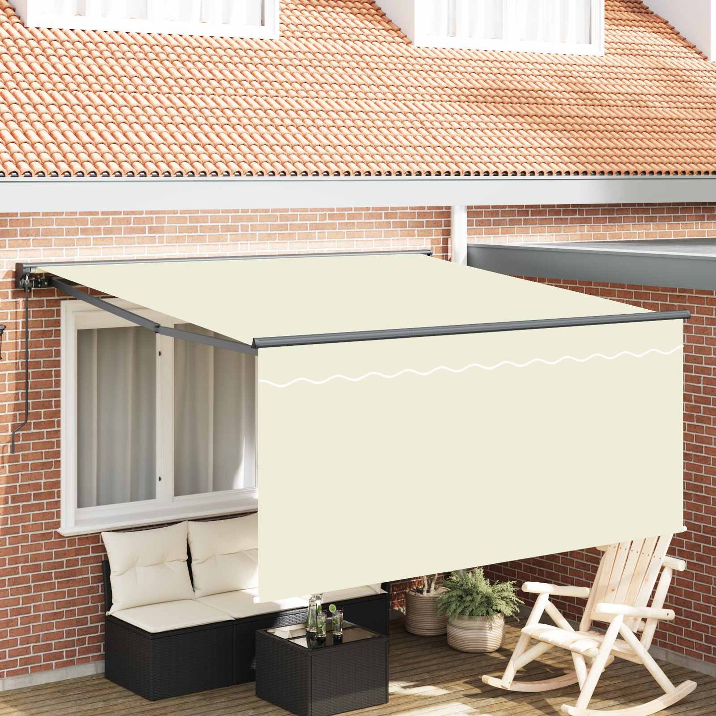 Behúzható napellenző Krém 350 x 250 cm Pamut és Alumínium
