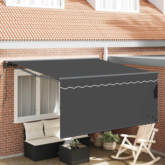 Behúzható napellenző Antracit 350 x 250 cm Pamut és Alumínium